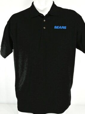 SEARS Department Store Employee Uniform Men's Black Polo Shirt Size M Medium